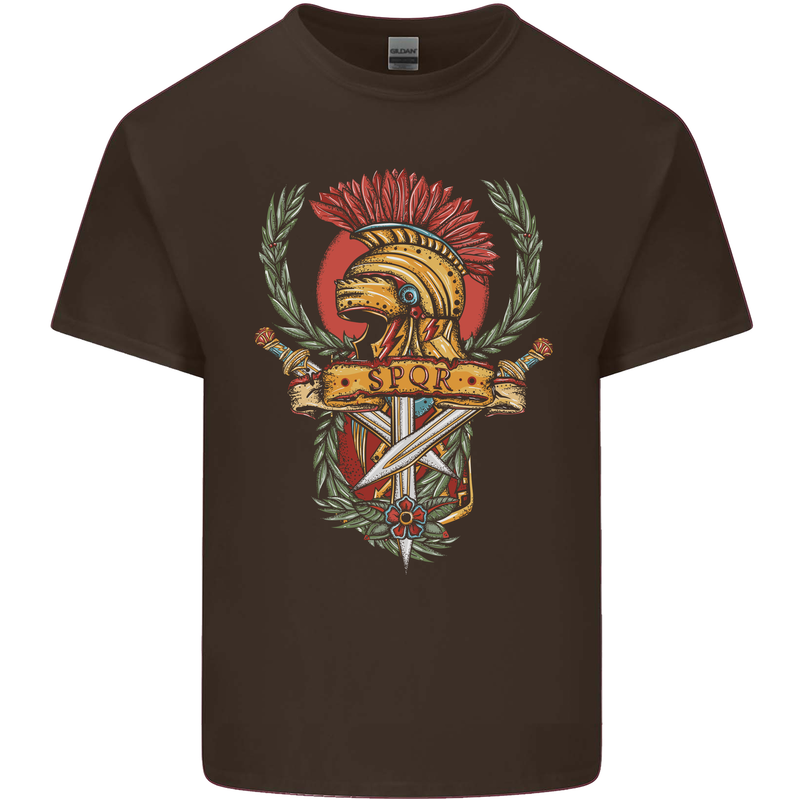 SPQR Helmet Gym Bodybuilding Training Top Kids T-Shirt Childrens Chocolate