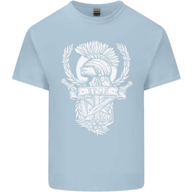 SPQR Helmet Gym Bodybuilding Training Top Kids T-Shirt Childrens Light Blue