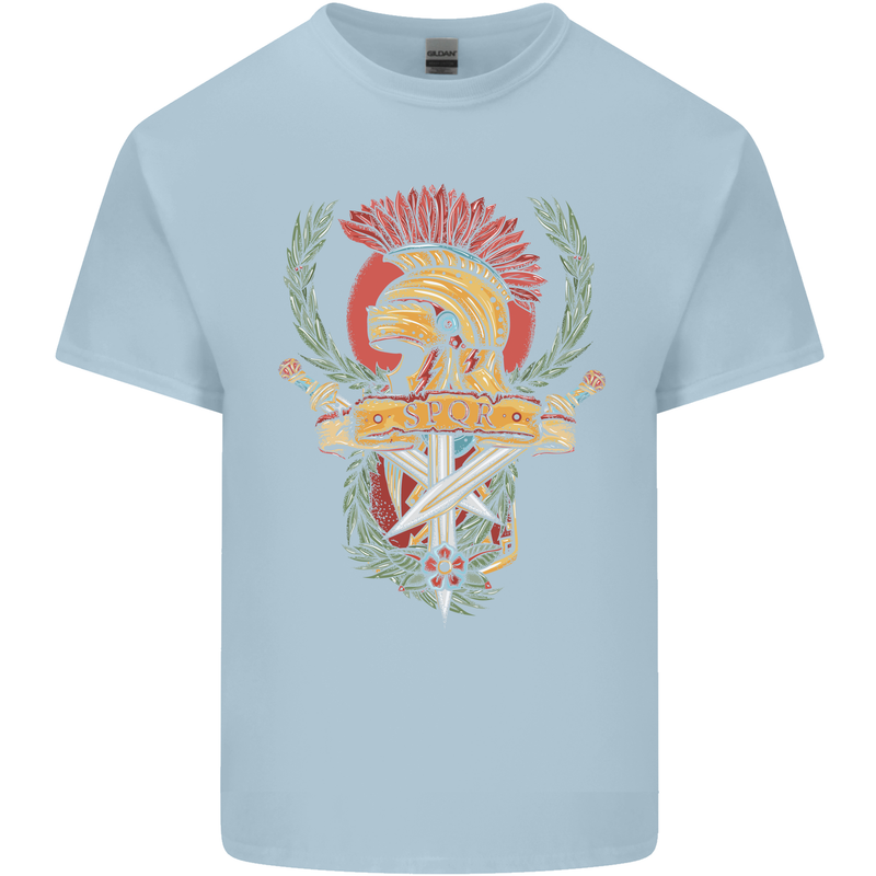 SPQR Helmet Gym Bodybuilding Training Top Kids T-Shirt Childrens Light Blue