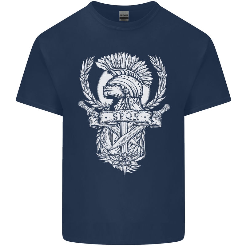 SPQR Helmet Gym Bodybuilding Training Top Kids T-Shirt Childrens Navy Blue