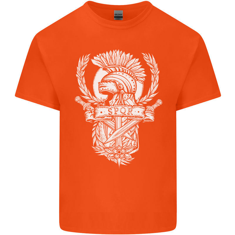 SPQR Helmet Gym Bodybuilding Training Top Kids T-Shirt Childrens Orange