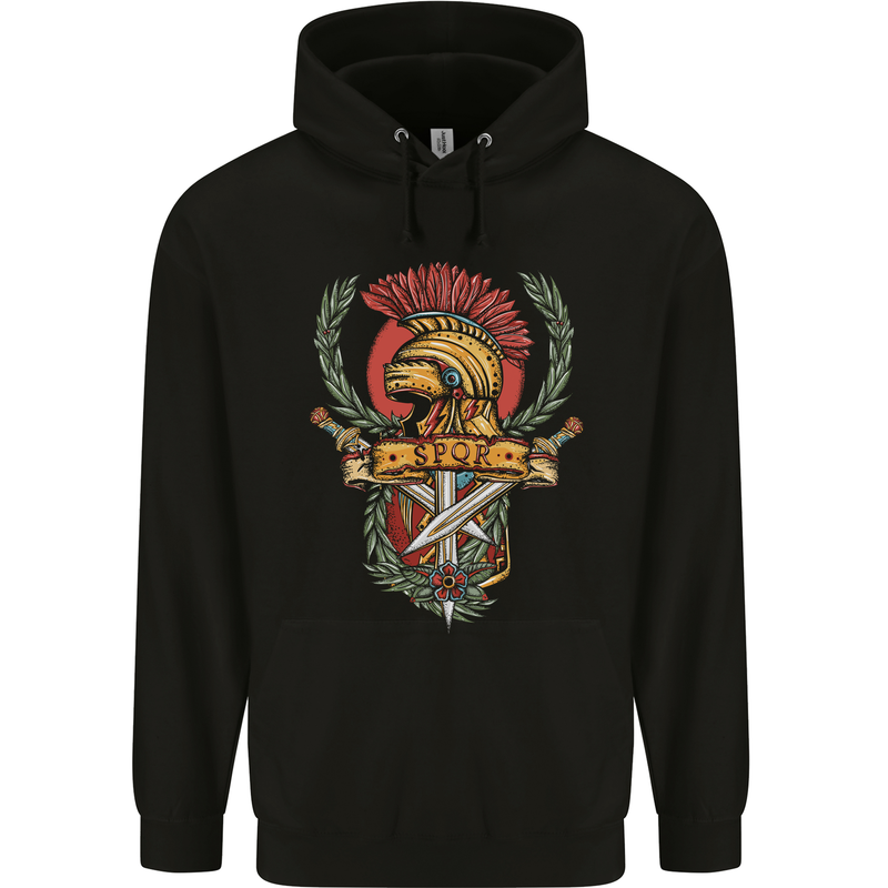 SPQR Helmet Gym Bodybuilding Training Top Mens 80% Cotton Hoodie Black