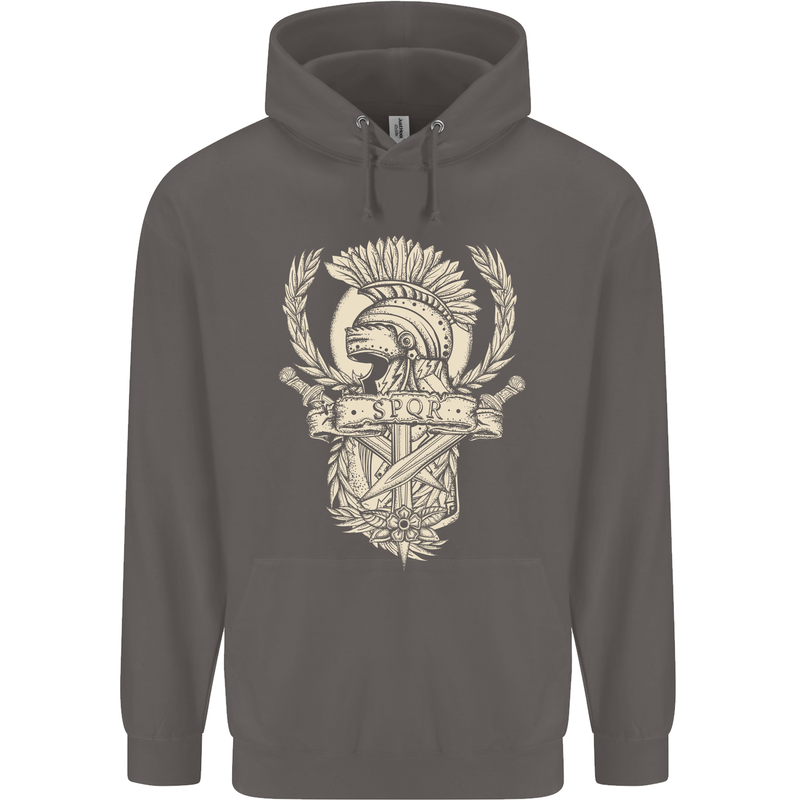 SPQR Helmet Gym Bodybuilding Training Top Mens 80% Cotton Hoodie Charcoal