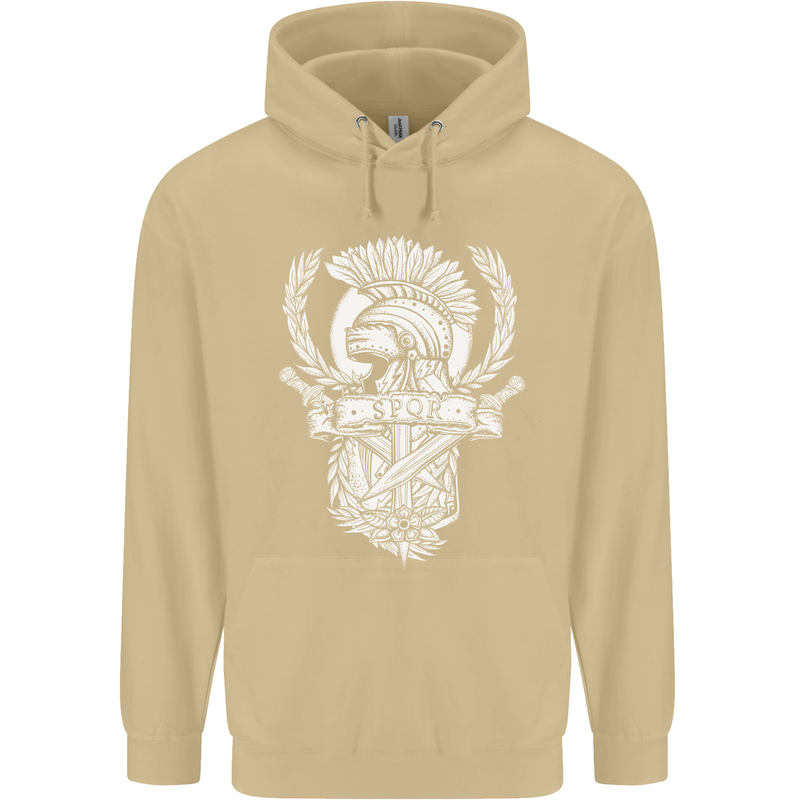 SPQR Helmet Gym Bodybuilding Training Top Mens 80% Cotton Hoodie Sand