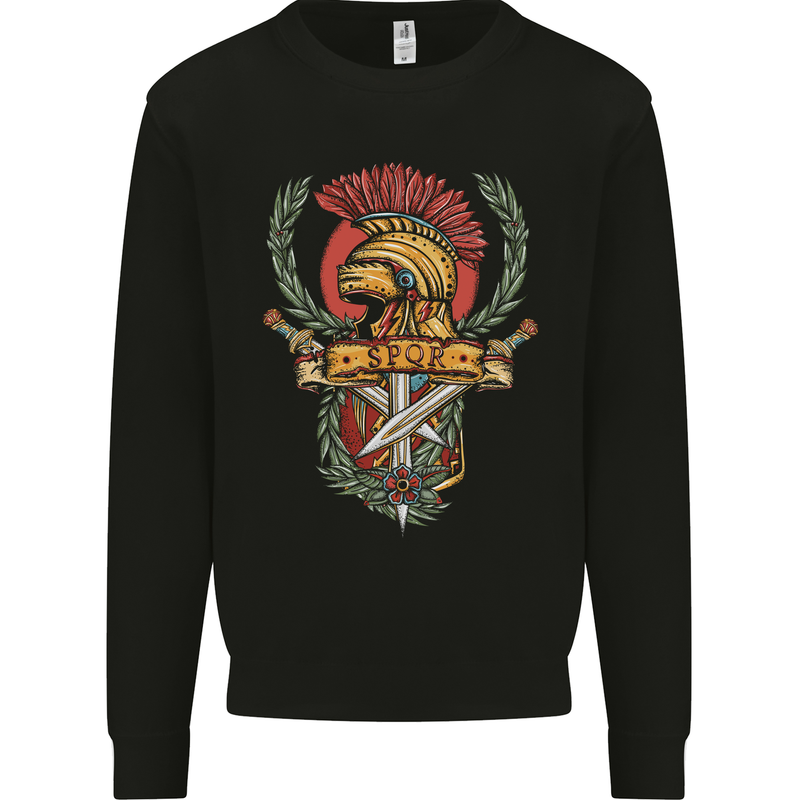 SPQR Helmet Gym Bodybuilding Training Top Mens Sweatshirt Jumper Black