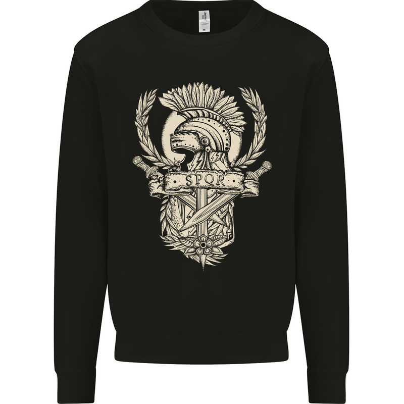SPQR Helmet Gym Bodybuilding Training Top Mens Sweatshirt Jumper Black