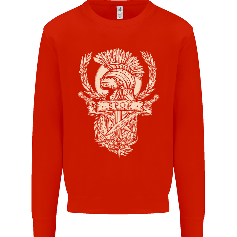SPQR Helmet Gym Bodybuilding Training Top Mens Sweatshirt Jumper Bright Red