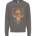 SPQR Helmet Gym Bodybuilding Training Top Mens Sweatshirt Jumper Charcoal