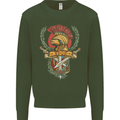 SPQR Helmet Gym Bodybuilding Training Top Mens Sweatshirt Jumper Forest Green