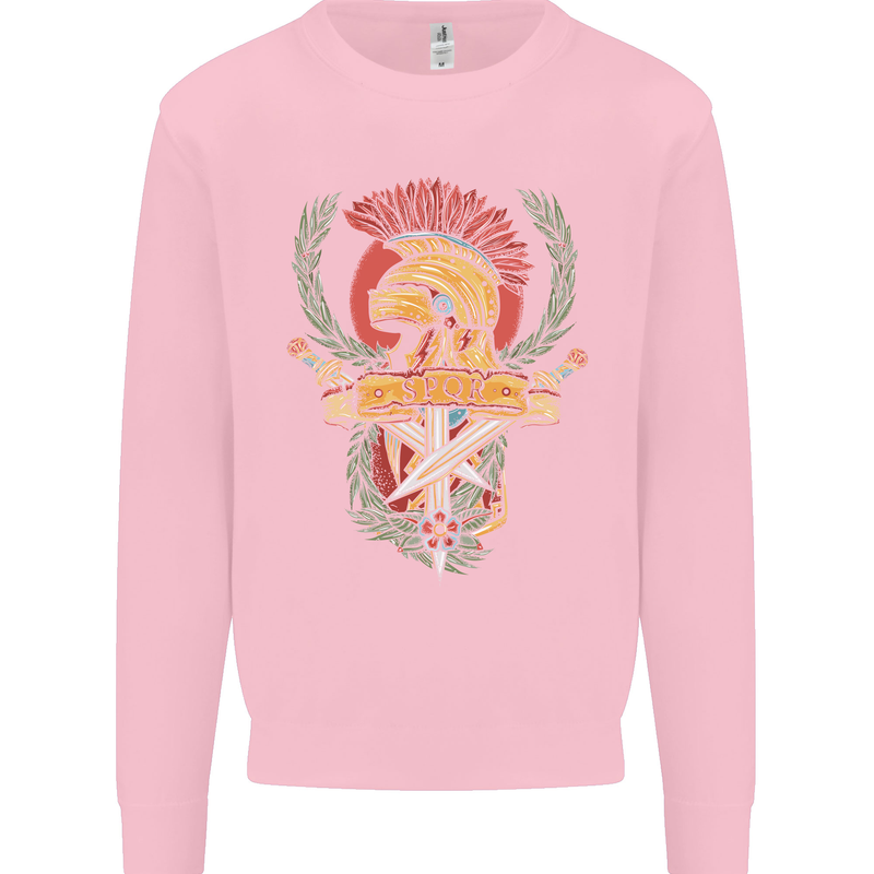 SPQR Helmet Gym Bodybuilding Training Top Mens Sweatshirt Jumper Light Pink