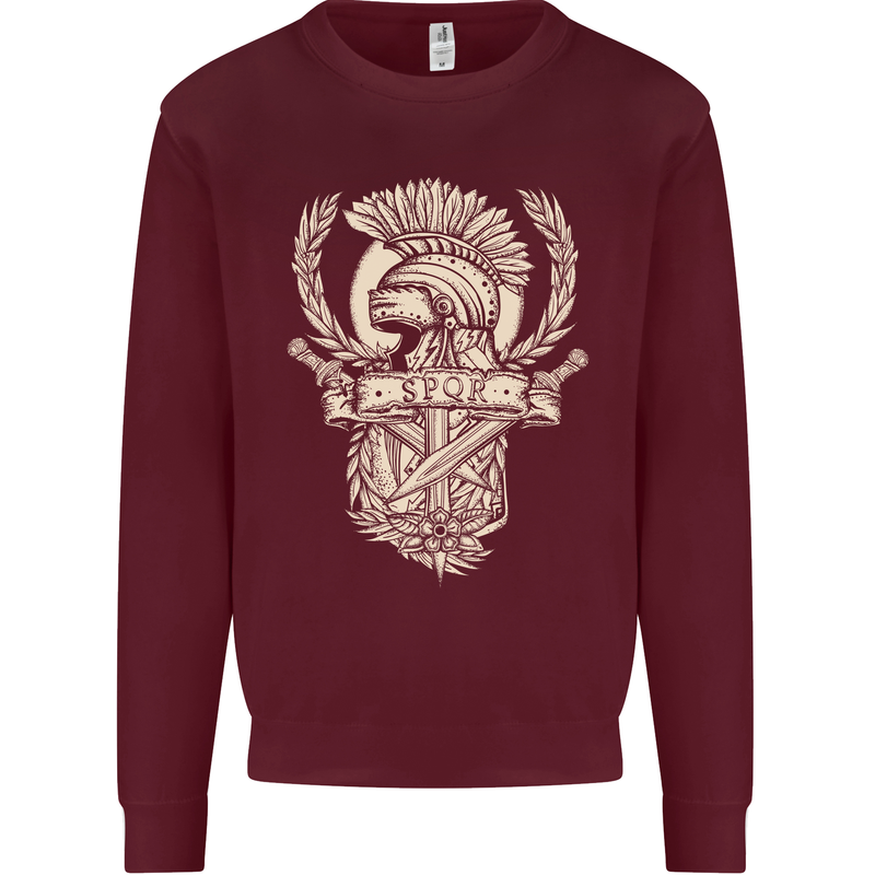 SPQR Helmet Gym Bodybuilding Training Top Mens Sweatshirt Jumper Maroon