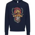 SPQR Helmet Gym Bodybuilding Training Top Mens Sweatshirt Jumper Navy Blue