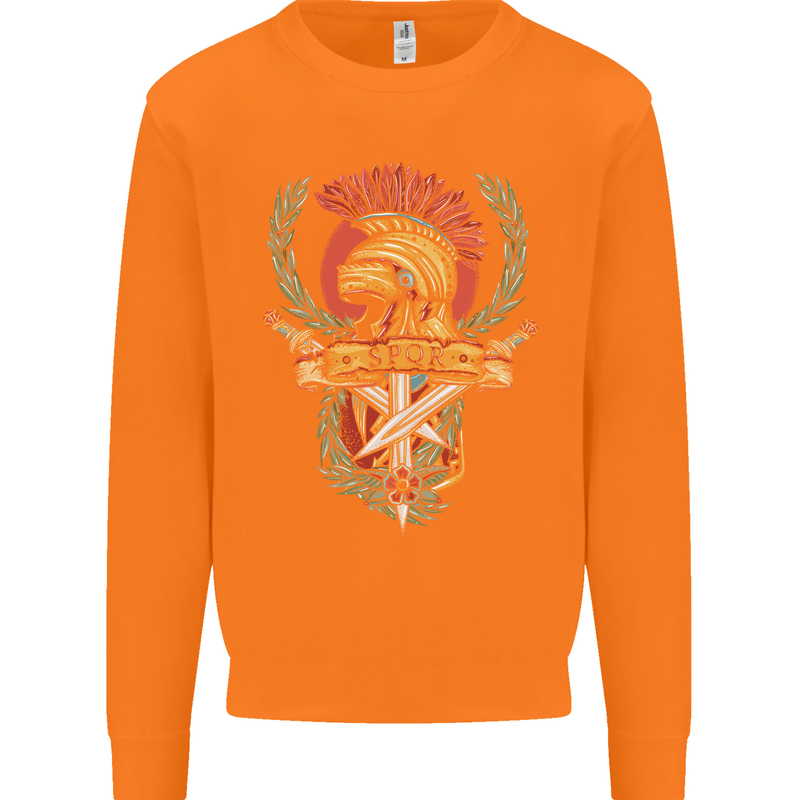 SPQR Helmet Gym Bodybuilding Training Top Mens Sweatshirt Jumper Orange