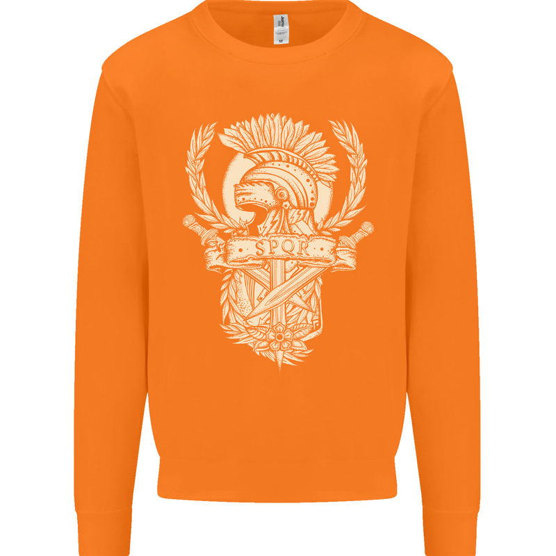 SPQR Helmet Gym Bodybuilding Training Top Mens Sweatshirt Jumper Orange