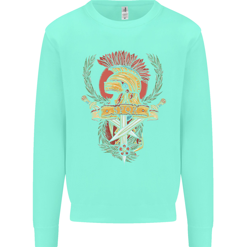 SPQR Helmet Gym Bodybuilding Training Top Mens Sweatshirt Jumper Peppermint