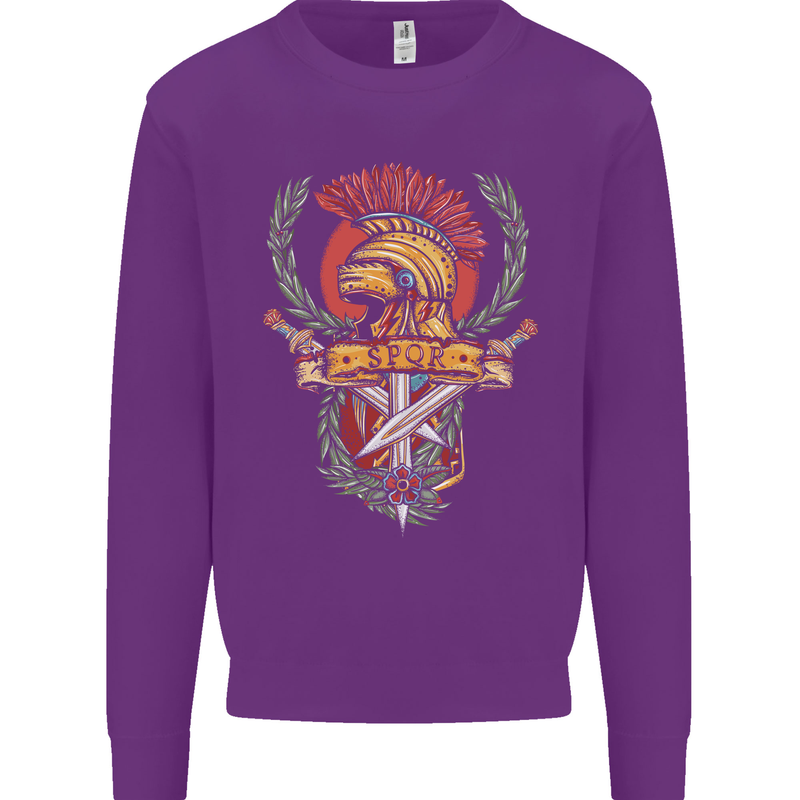 SPQR Helmet Gym Bodybuilding Training Top Mens Sweatshirt Jumper Purple