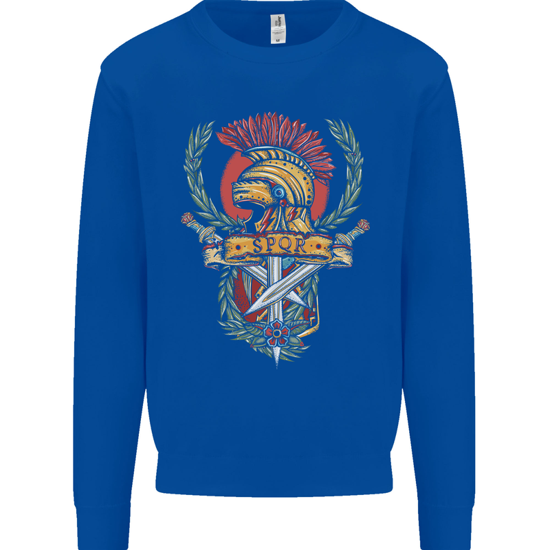 SPQR Helmet Gym Bodybuilding Training Top Mens Sweatshirt Jumper Royal Blue