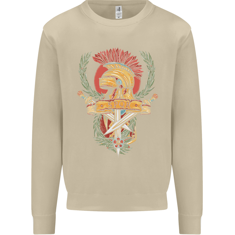 SPQR Helmet Gym Bodybuilding Training Top Mens Sweatshirt Jumper Sand