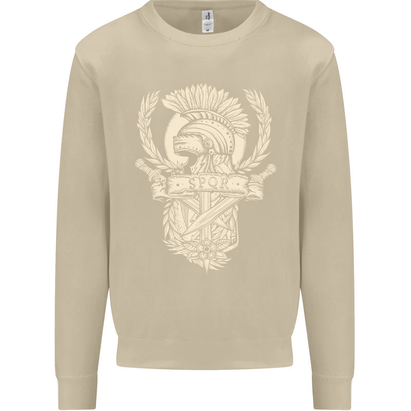 SPQR Helmet Gym Bodybuilding Training Top Mens Sweatshirt Jumper Sand