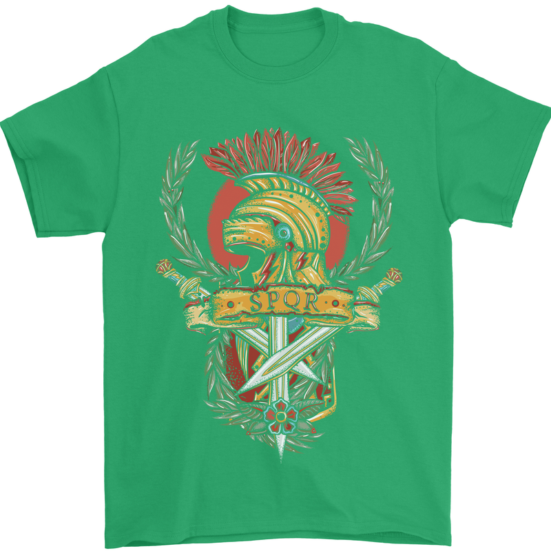 SPQR Helmet Gym Bodybuilding Training Top Mens T-Shirt Cotton Gildan Irish Green