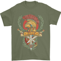 SPQR Helmet Gym Bodybuilding Training Top Mens T-Shirt Cotton Gildan Military Green
