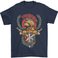 SPQR Helmet Gym Bodybuilding Training Top Mens T-Shirt Cotton Gildan Navy Blue