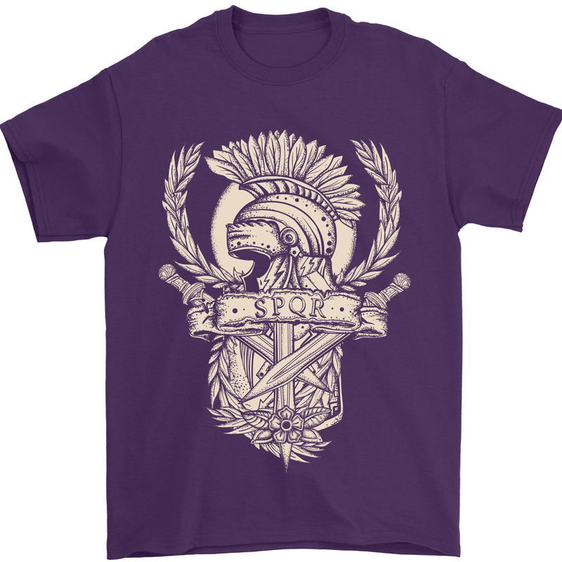 SPQR Helmet Gym Bodybuilding Training Top Mens T-Shirt Cotton Gildan Purple