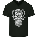 SPQR Helmet Gym Bodybuilding Training Top Mens V-Neck Cotton T-Shirt Black