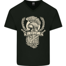 SPQR Helmet Gym Bodybuilding Training Top Mens V-Neck Cotton T-Shirt Black