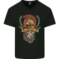 SPQR Helmet Gym Bodybuilding Training Top Mens V-Neck Cotton T-Shirt Black