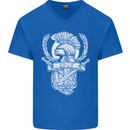 SPQR Helmet Gym Bodybuilding Training Top Mens V-Neck Cotton T-Shirt Royal Blue