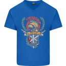 SPQR Helmet Gym Bodybuilding Training Top Mens V-Neck Cotton T-Shirt Royal Blue