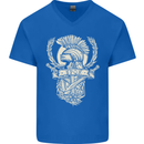 SPQR Helmet Gym Bodybuilding Training Top Mens V-Neck Cotton T-Shirt Royal Blue