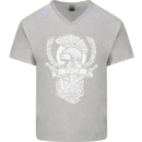 SPQR Helmet Gym Bodybuilding Training Top Mens V-Neck Cotton T-Shirt Sports Grey