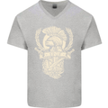 SPQR Helmet Gym Bodybuilding Training Top Mens V-Neck Cotton T-Shirt Sports Grey
