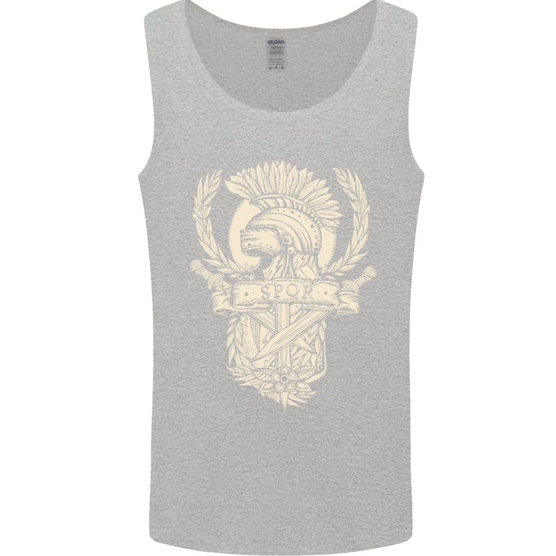 SPQR Helmet Gym Bodybuilding Training Top Mens Vest Tank Top Sports Grey