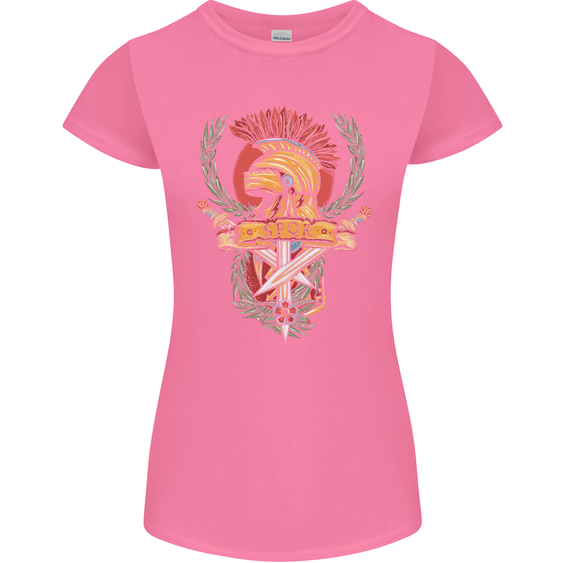 SPQR Helmet Gym Bodybuilding Training Top Womens Petite Cut T-Shirt Azalea