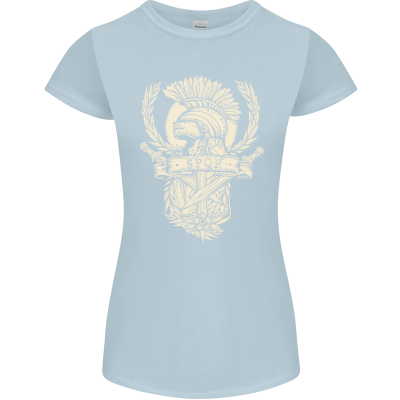 SPQR Helmet Gym Bodybuilding Training Top Womens Petite Cut T-Shirt Light Blue