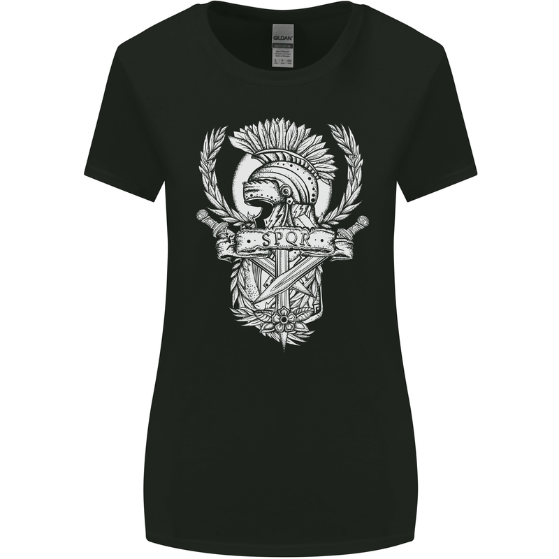 SPQR Helmet Gym Bodybuilding Training Top Womens Wider Cut T-Shirt Black