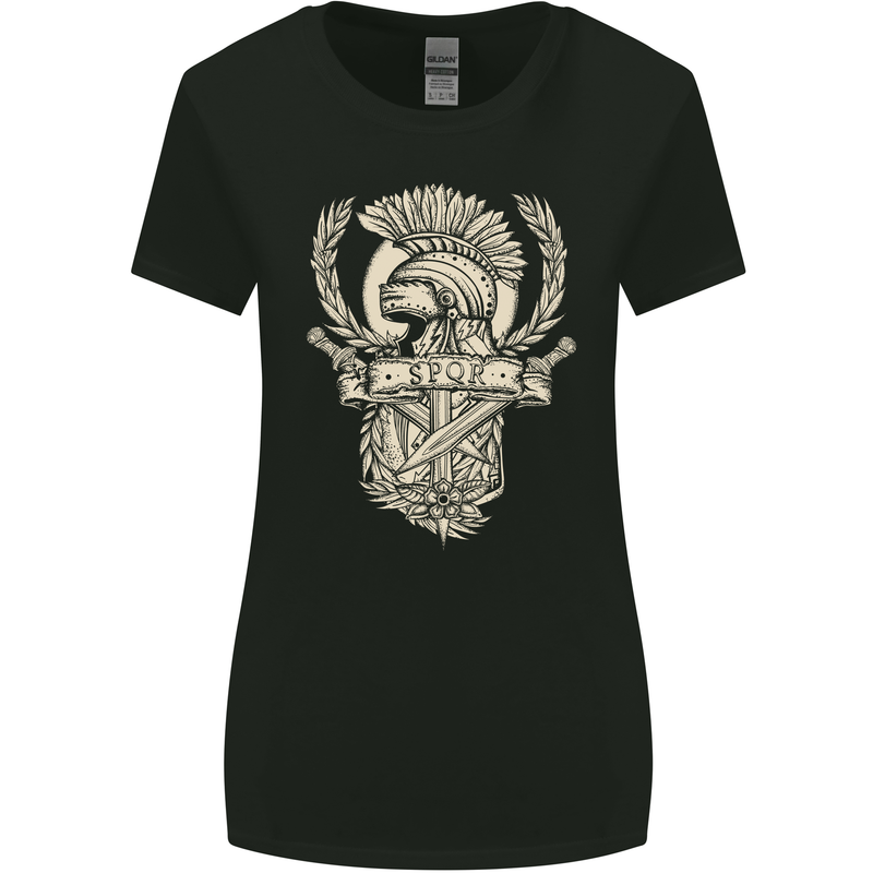 SPQR Helmet Gym Bodybuilding Training Top Womens Wider Cut T-Shirt Black