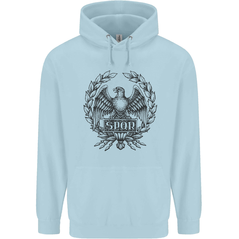 SPQR Roman Emblem Gym Training Top Childrens Kids Hoodie Light Blue