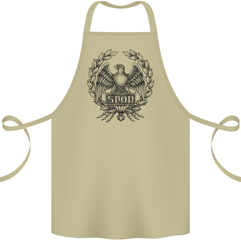 SPQR Roman Emblem Gym Training Top Cotton Apron 100% Organic Khaki