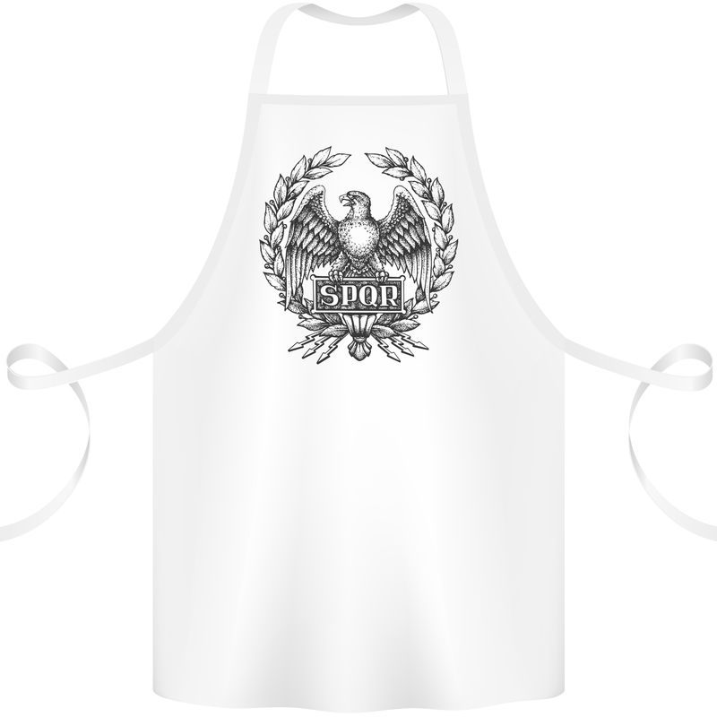 SPQR Roman Emblem Gym Training Top Cotton Apron 100% Organic White