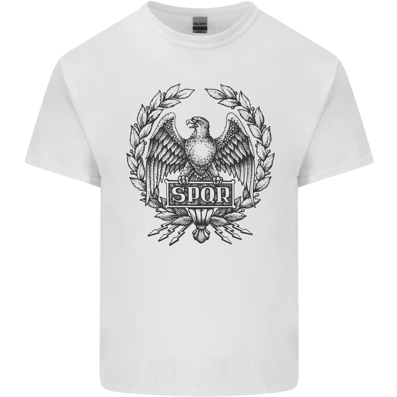 SPQR Roman Emblem Gym Training Top Kids T-Shirt Childrens White