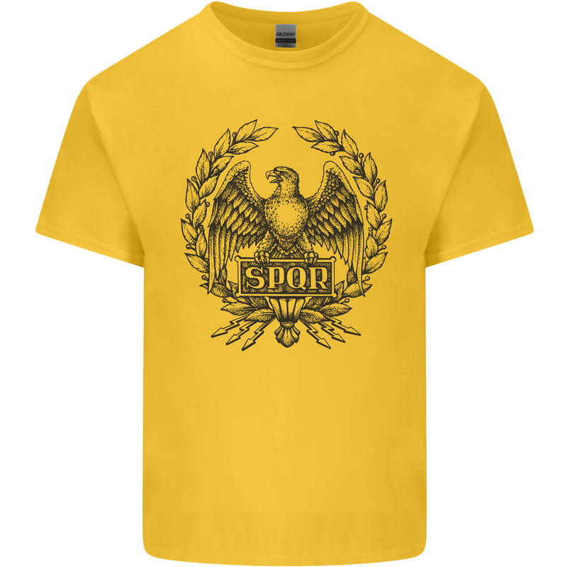SPQR Roman Emblem Gym Training Top Kids T-Shirt Childrens Yellow