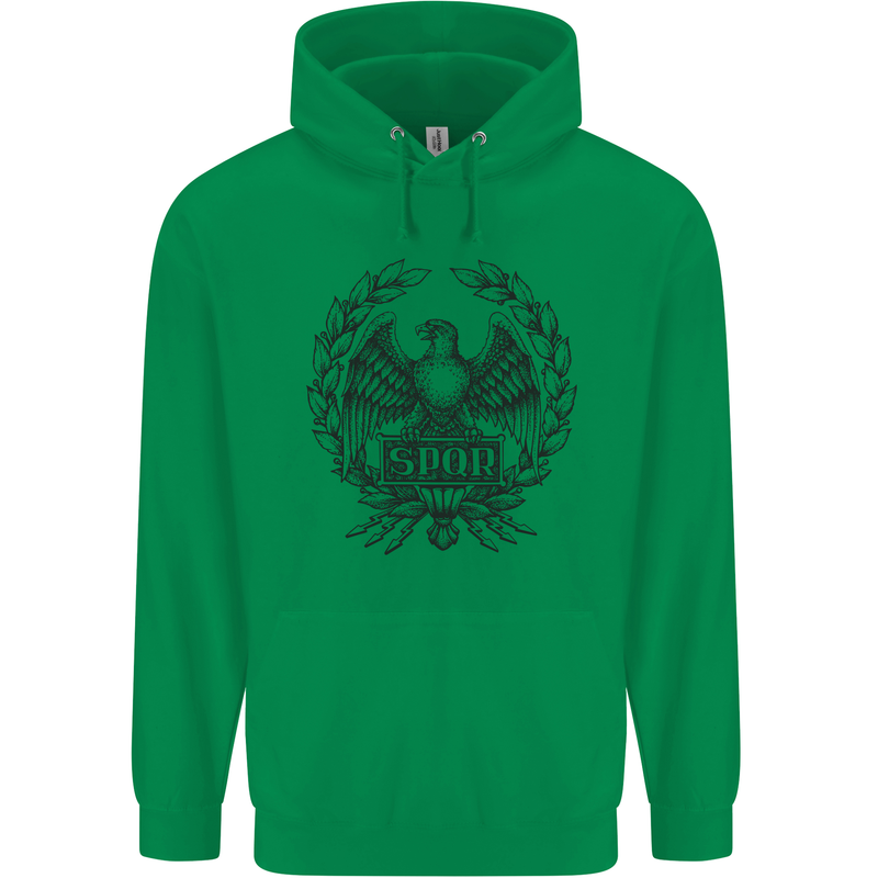 SPQR Roman Emblem Gym Training Top Mens 80% Cotton Hoodie Irish Green