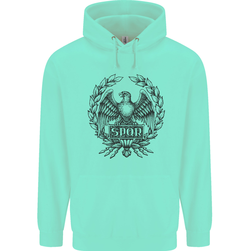 SPQR Roman Emblem Gym Training Top Mens 80% Cotton Hoodie Peppermint
