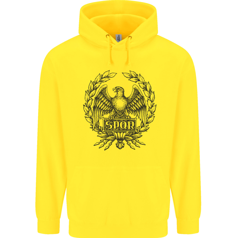 SPQR Roman Emblem Gym Training Top Mens 80% Cotton Hoodie Yellow