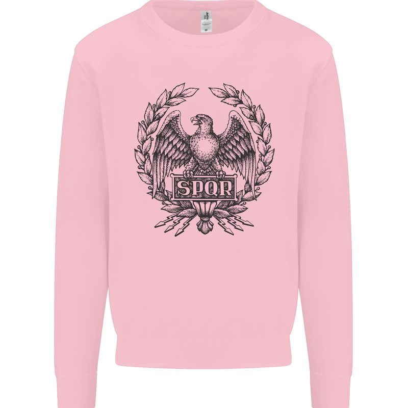 SPQR Roman Emblem Gym Training Top Mens Sweatshirt Jumper Light Pink
