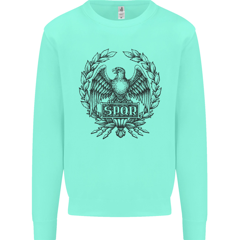 SPQR Roman Emblem Gym Training Top Mens Sweatshirt Jumper Peppermint